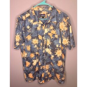 Patagonia Shirt Mens XL Blue Hawaiian Floral Organic Cotton Button Up Tropical